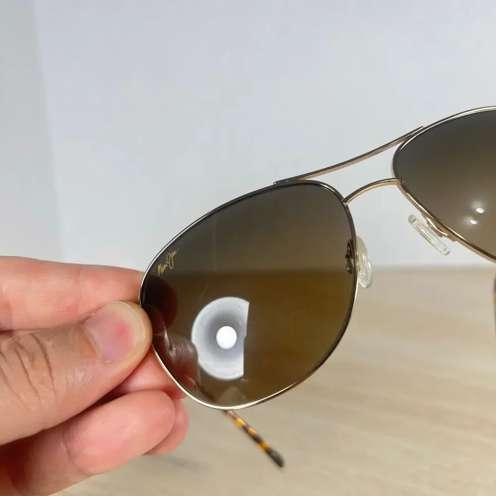 Maui Jim Cliff House MJ-247-16 Titanium Silver Sunglasses 59-15-120 Gold Aviator